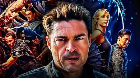 Mortal Kombat 2 movie banner with Johnnny Cage in middle