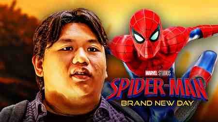 Jacob Batalon as Ned Leeds, Tom Holland as Spider-Man.