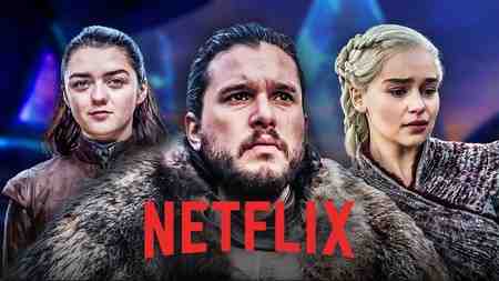 Arya, Jon and Daenerys From game of Thrones, Netflix logo.