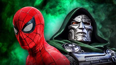 Spider-Man and Doctor Doom in front of a green background.