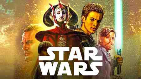 Star Wars logo with Prequel movie characters