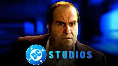 Colin Farrel as Oswald Cobblepot in The Penguin, DC Studios logo.