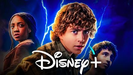 Percy Jackson live-action cast; Disney+ logo.