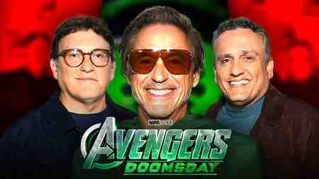 Russo Brothers and Robert Downey Jr. Avengers Doomsday logo