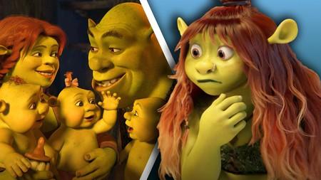 Shrek, Fiona, and their triplets next to Zendaya's grown-up Felicia