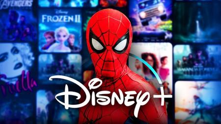 Tom Holland's Spider-Man, Disney+ logo, Disney+ home screen.