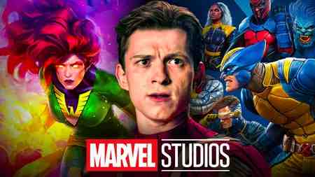 Spider-Man played by Tom Holland, Jean Grey, X-Men heroes, Marvel Studios logo