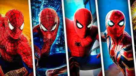 Spider-Man live-action costumes worn by Tobey Maguire, Andrew Garfield, and Tom Holland