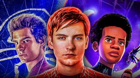 Andrew Garfield, Tobey Maguire and Miles Morales as Spider-Man.