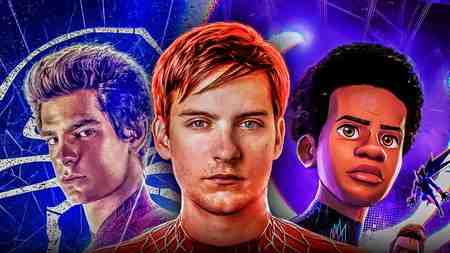 Andrew Garfield, Tobey Maguire and Miles Morales as Spider-Man.