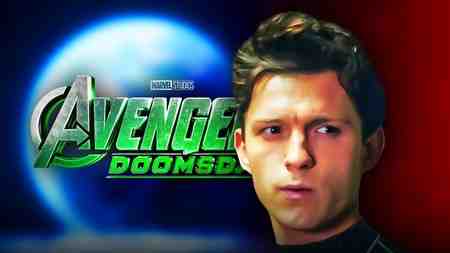 Avengers: Doomsday logo, Tom Holland as Spider-Man.