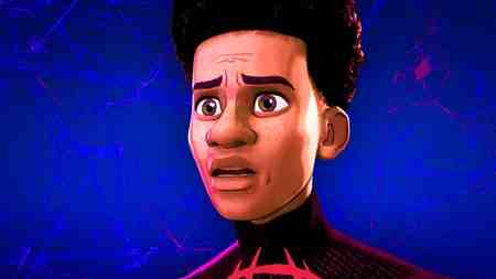 Miles Morales face in Spider-Verse movie