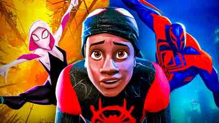 Spider-Verse characters Spider-Gwen, Miles, Spider-Man 2099