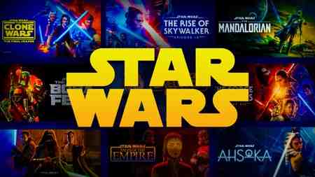 Star Wars movies and shows with logo in front