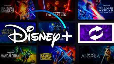 Star Wars movies and tv shows tiles, Disney Plus logo