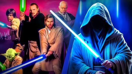 Star Wars Jedi masters holding lightsabers together