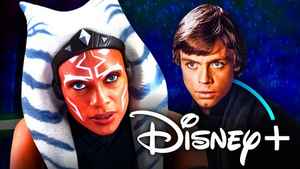 Star Wars Jedi Ahsoka and Luke Skywalker, Disney Plus logo