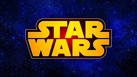 Star Wars logo, stars background