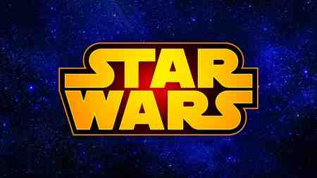 Star Wars logo, stars background