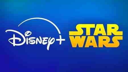 Star Wars and Disney Plus logos in blue background