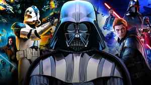 Darth Vader and characters from Star Wars game trilogies.