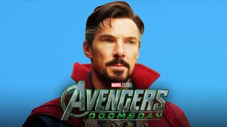 Benedict Cumberbatch's Doctor Strange alongside Avengers: Doomsday logo.