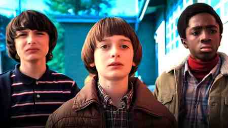 Mike, Will and Lucas in Stranger Things