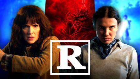 Winona Ryder as Joyce Byers, R-rating logo, Vecna, Millie Bobby Brown as Eleven
