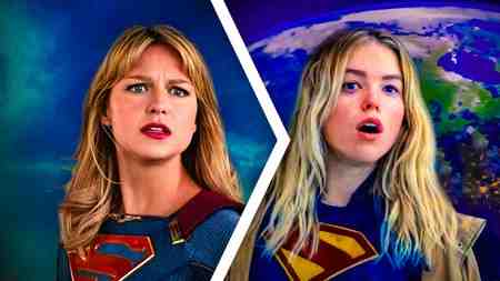 Supergirl Melissa Benoist and Milly Alcock in costume comparison