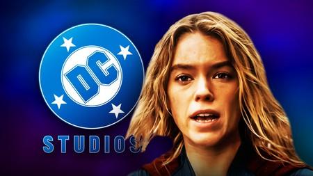 DC Studios logo, Milly Alcock as Supergirl.