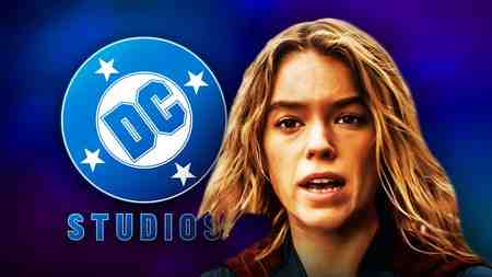 DC Studios logo, Milly Alcock as Supergirl.