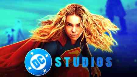 DC Studios logo., Milly Alcock as Supergirl.