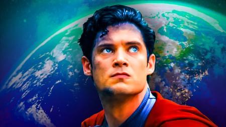 David Corenswet as Superman with Earth in the background
