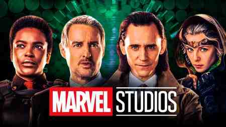 Team Loki, Hunter B-12, Mobius, Loki, and Sylvie; Marvel Studios logo