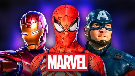 Spider-Man, Iron Man, Captain America from video games, Marvel logo