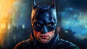 Robert Pattinson's Batman in the rain.