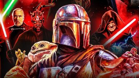 The Mandalorian, Grogu, Darth Sidious, Darth Maul and Count Dooku.