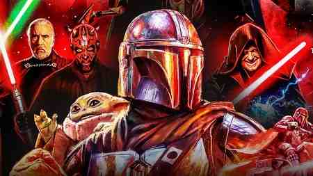 The Mandalorian, Grogu, Darth Sidious, Darth Maul and Count Dooku.