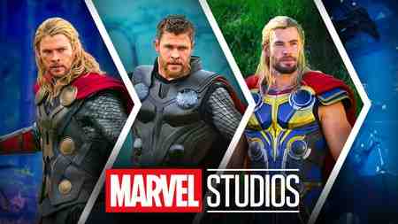 MCU Thor costumes from Thor: Dark World, Avengers: Infinity War, and Thor: Love and Thunder.