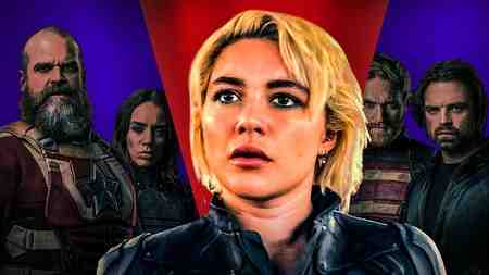 Thunderbolts, Yelena Belova front and center, superheroes in background