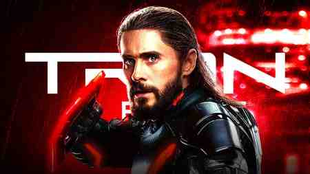 Jared Leto in Tron Ares, Tron Ares logo