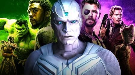 White Vision surrounded by Avengers.