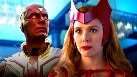 Paul Bettany as Vision, Elizabeth Olsen as Wanda Maximoff.