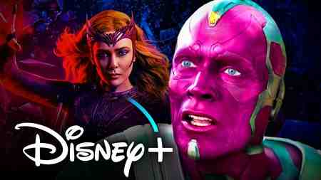 WandaVision Scarlet Witch and Vision, Disney Plus logo