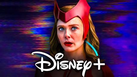 Wanda Maximoff in WandaVision, Disney Plus logo
