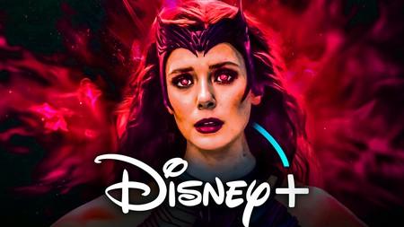 Wanda in WandaVision, Disney Plus logo