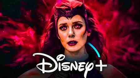 Wanda in WandaVision, Disney Plus logo