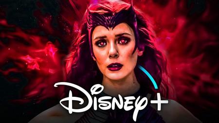 Wanda Maximoff in WandaVision, Disney Plus logo