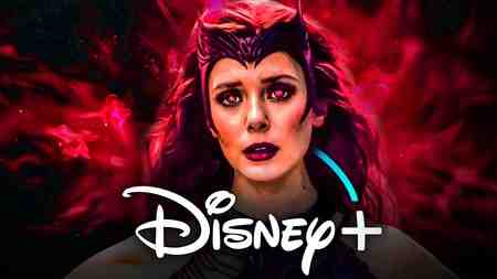 Wanda Maximoff in WandaVision, Disney Plus logo