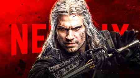 The Witcher's Geralt, Netflix logo.
